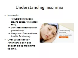 Understanding Insomnia Insomnia: