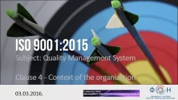 ISO 9001:2015 Subject: Quality