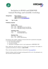 Invitation to BOOS and HIROMB Annual Meetings and scie
