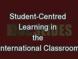 Student-Centred Learning in the International Classroom