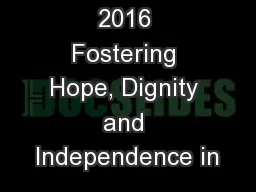 AALV AALV 2016 Fostering Hope, Dignity and Independence in