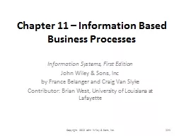 Chapter  11  –  Information Based Business Processes
