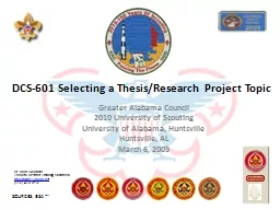 DCS-601 Selecting a Thesis/Research Project Topic