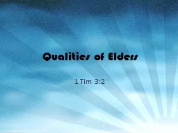 Qualities of Elders 1 Tim