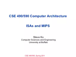 CSE 490/590 Computer Architecture