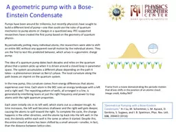 A geometric pump with a Bose-Einstein Condensate
