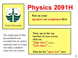 Physics 2091H Trent University