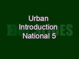 Urban Introduction National 5