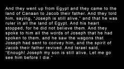 And they went up from Egypt and they came to the land of Canaan to Jacob their father.