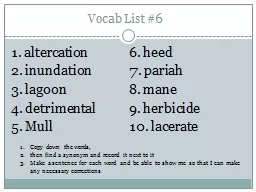 Vocab List  #6 1.  altercation