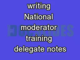 Key stage 2 writing National moderator training delegate notes