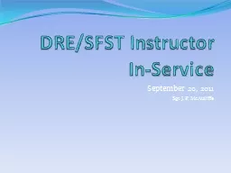 DRE/SFST Instructor In-Service