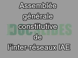 Assemblée générale constitutive de l’inter-réseaux IAE