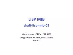 LISP  MIB draft- lisp -mib-05
