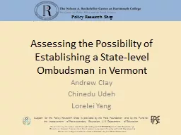 Assessing the Possibility of Establishing a State-level Ombudsman in Vermont