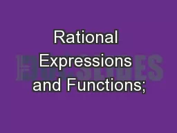 Rational Expressions and Functions;