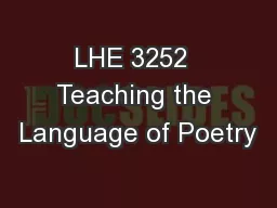 LHE 3252  Teaching the Language of Poetry