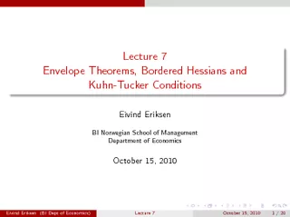 Lecture  Envelope Theorems Bordered Hessians and KuhnT