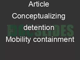 Article Conceptualizing detention Mobility containment