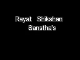 Rayat   Shikshan   Sanstha’s