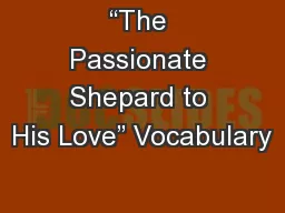 “The Passionate Shepard to His Love” Vocabulary