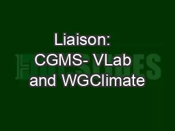 Liaison:  CGMS- VLab  and WGClimate