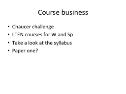 Course business Chaucer challenge