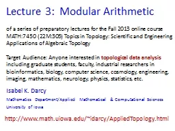 Lecture 3:  Modular Arithmetic