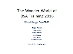 The Wonder World of  BSA Training 2016