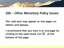 16b – Other Monetary Policy Issues