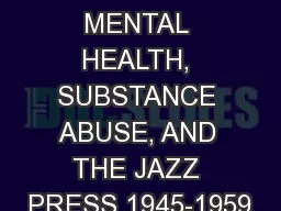 “BLUE MONK”: MENTAL HEALTH, SUBSTANCE ABUSE, AND THE JAZZ PRESS 1945-1959