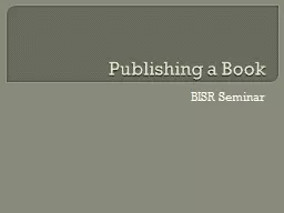 Publishing a Book BISR Seminar