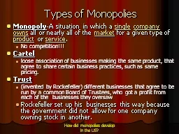Types of Monopolies Monopoly