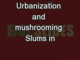 Urbanization and mushrooming Slums in