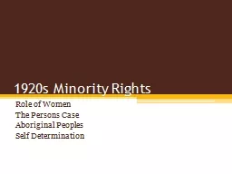 1920s Minority Rights Role of Women
