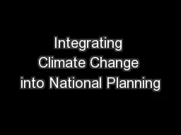 Integrating Climate Change into National Planning