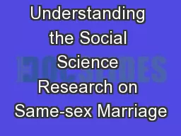 Understanding the Social Science Research on Same-sex Marriage