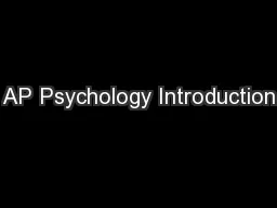 AP Psychology Introduction