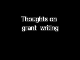 Thoughts on grant  writing
