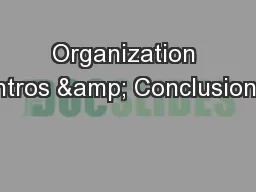 Organization Intros & Conclusions