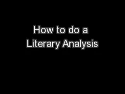 How to do a Literary Analysis