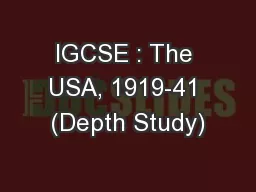 IGCSE : The USA, 1919-41 (Depth Study)