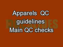 Apparels  QC guidelines Main QC checks