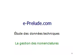 1 e-Prelude.com Étude des données techniques