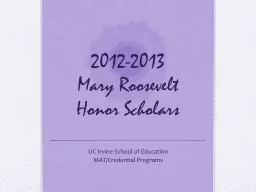 2012-2013  Mary  Roosevelt Honor
