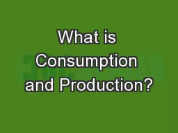 What is Consumption and Production?