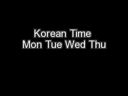 Korean Time Mon Tue Wed Thu