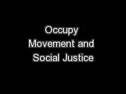 Occupy Movement and Social Justice