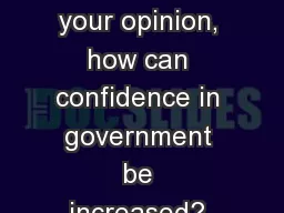 5/30: Corruption In your opinion, how can confidence in government be increased? What