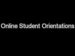 Online Student Orientations